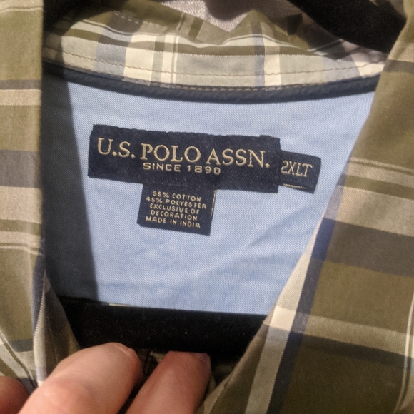 U.S. Polo Assn. 🏇 Green & Blue Plaid Shirt - Picture 3 of 3